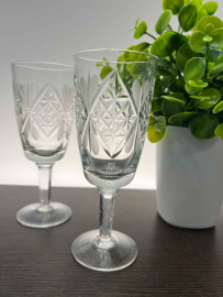 Пара хрустальных бокалов, алмазная грань, ручная работа. Винтаж, СССР. Цена за 2шт. Картинка 1